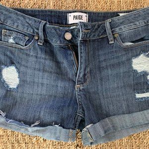 PAIGE Distressed Cuffed Jean Shorts Size 27